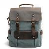 Vintage Canvas Backpack: Neutral College Style, Pure Cotton Canvas with Crazy Horse Leather Trim
