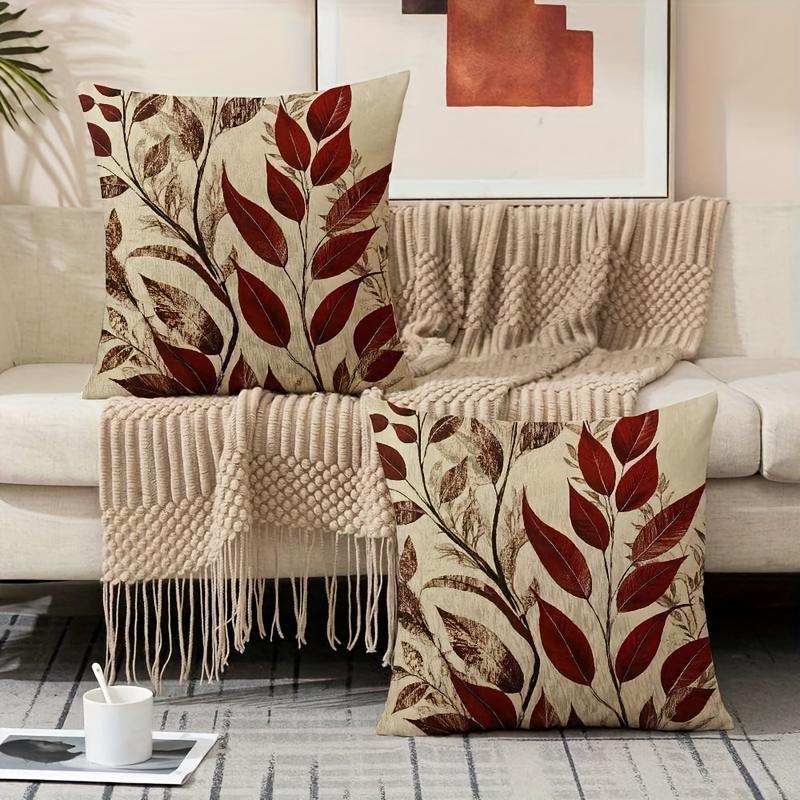 Vikama Bohemian Leaf Print Pillowcase Set Artistic Home Bedroom Decorative Cushion Covers Suitable For Any Room