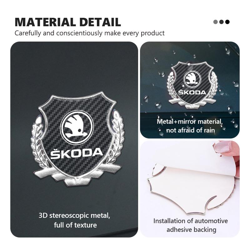 3D Metal Badge Car Side Body Window Trunk Sticker Decal For Skoda Kamiq MK3 Roomster Rapid Kodiaq Karoq Fabia Enyaq EK6