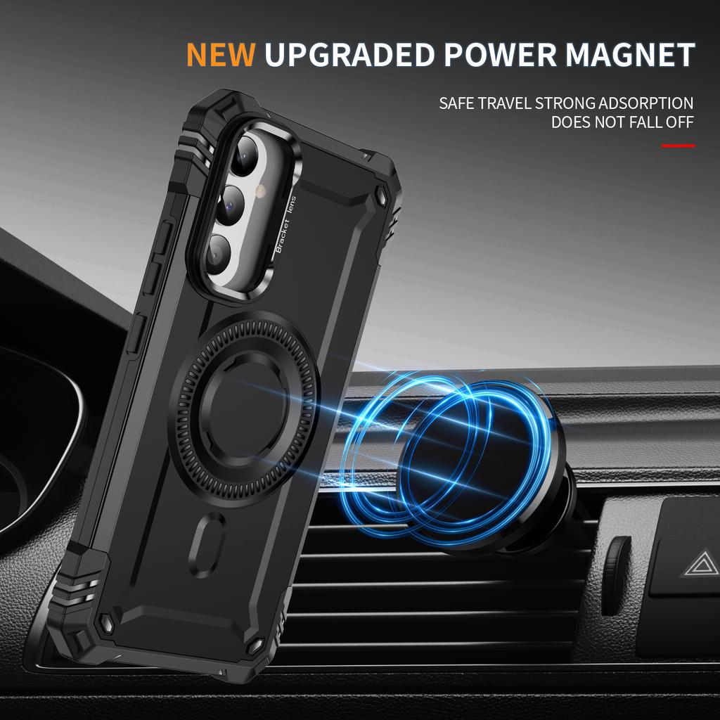 For Samsung Galaxy A36 5G Case Compatible with MagSafe Metal Lens Frame Kickstand PC+TPU Mobile Cover