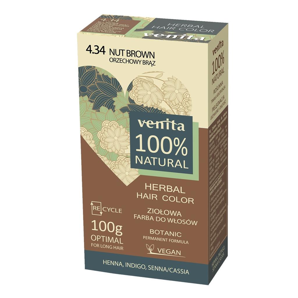 VENITA HERBAL HAIR PAINT 4.34 NUT BROWN 100g&