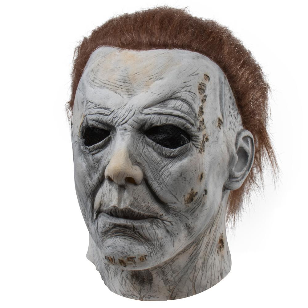 Terror Halloween Michael Myers Masks With LED Glow Horror Latex Full Head Headgear Scary Face Cover Masquerade Party Supplies