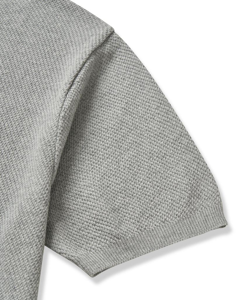 CUZNELLO Cool Cotton Collared Short Sleeve Knit_Gray