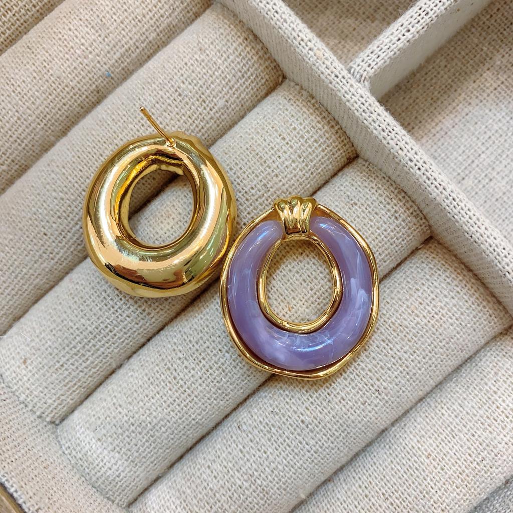 Серебряные игольчатые овальные серьги Простой дизайн Серьги из смолы Sense Fashion Personality Temperament Серьги