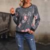 Autumn Women's Blouse Fashion Comfortable Casual Long Sleeve Printed Round Neck Tops