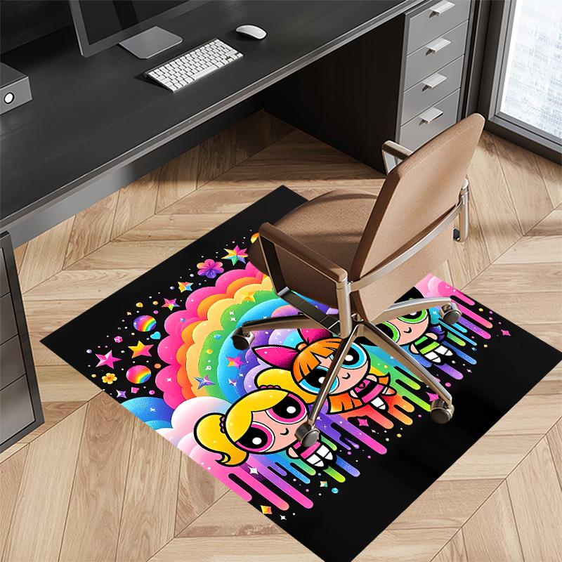 The Powerpuff Girls Printed Absorbent Washable Carpet, Non-Slip Bathroom Mats, Kitchen Rugs, Yoga Mat,Living Room Entrance, Camping Picnic Rugs