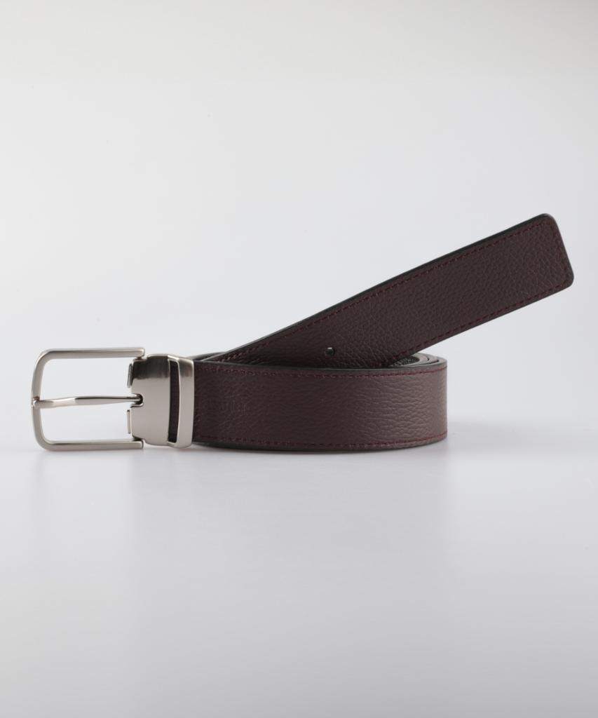 Selleoliadipaleuma Итальянский Мягкий Кожаный Пояс из Зернистой Кожи 35 мм [Черный/Бордовый]