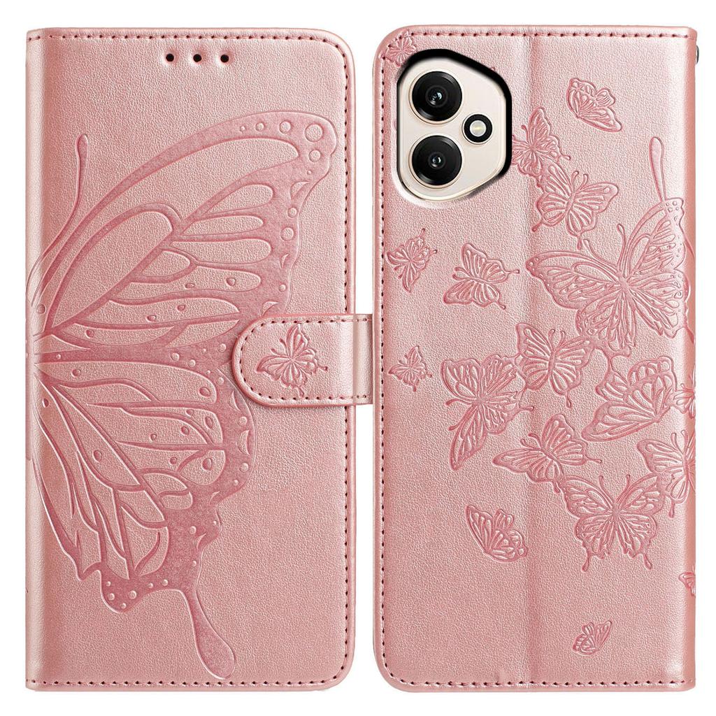 Для Honor 400 5G (Глобальный) Чехол Кошелек с тиснением Бабочка Подставка из ПУ кожи Флип-чехол для телефона с ремешком