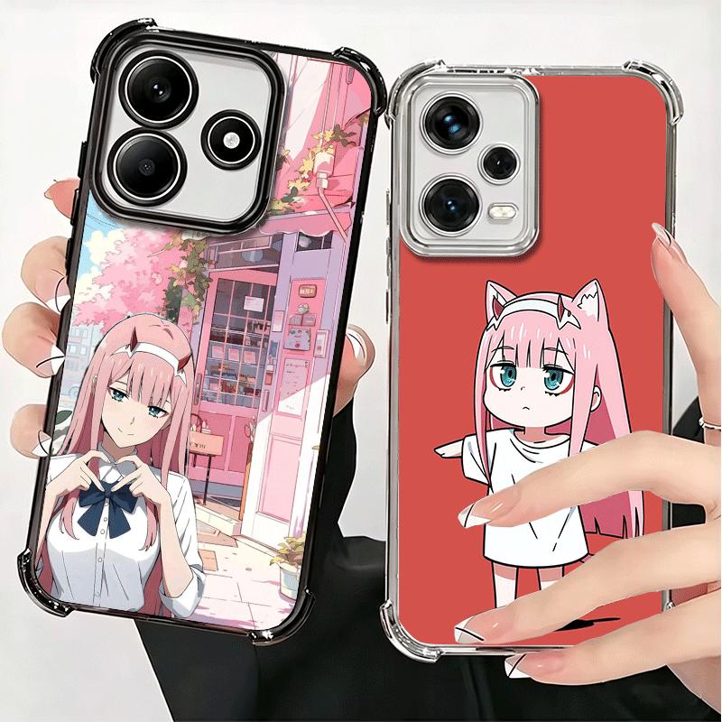 Zero Two 02 Кавайный Милый Покрытие Чехол Для Телефона Для Xiaomi Redmi Note 14 15 Pro Plus 13 12 11 11S 11T 10 9S 9 5G Противоударный Подушка Безопасности Co