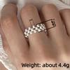 Huitan Beaded Chain Ring for Women Minimalist Multi-row Round Ball Wide Band Stackable Finger Ring Daily Party Trendy Jewelry