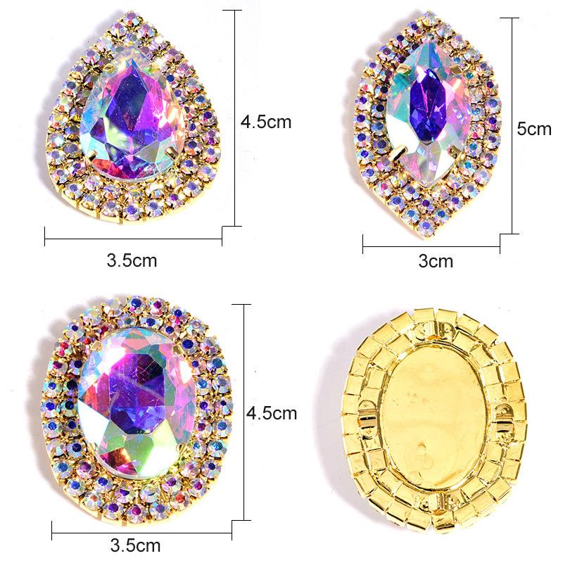 Золотая основа с серебряным основанием, стеклянная капля воды, овальный конский глаз, корсаж, брошь, пряжка, аксессуары для одежды своими руками