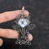 Blue Lace Agate Pendant Copper Wire Wrapped Gemstone Pendant Rainbow Moonstone Pendant Handmade Copper Wire Jewelry Unique Deer Face Pendant