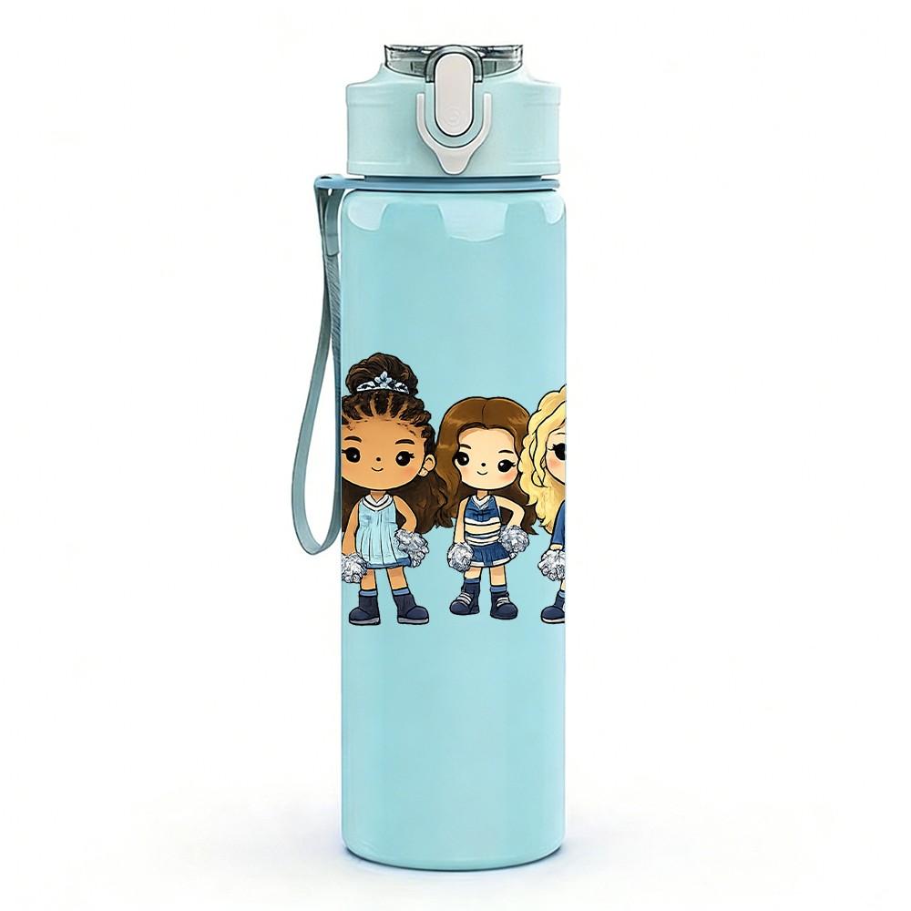 1PC Multi Racial Kids Group 750ml Color Plastic Sports Water Bottle Leakproof Flip Straw Lid Suitable for Sports Office Home Use
