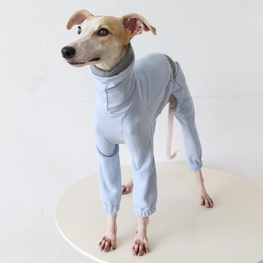 Petstyle 4-Leg Dog Jumpsuit Turtleneck Sporty Layered Bodysuit for Italian Greyhound Whippet, Soft Stretchy Pullover Onesie Warm