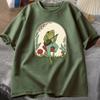 Aesthetic Frog Playing Banjo On Mushroom Cute 3d Print Mens T-shirts Summer Short Sleeve Tee Shirt Mens Clothes Loose Top