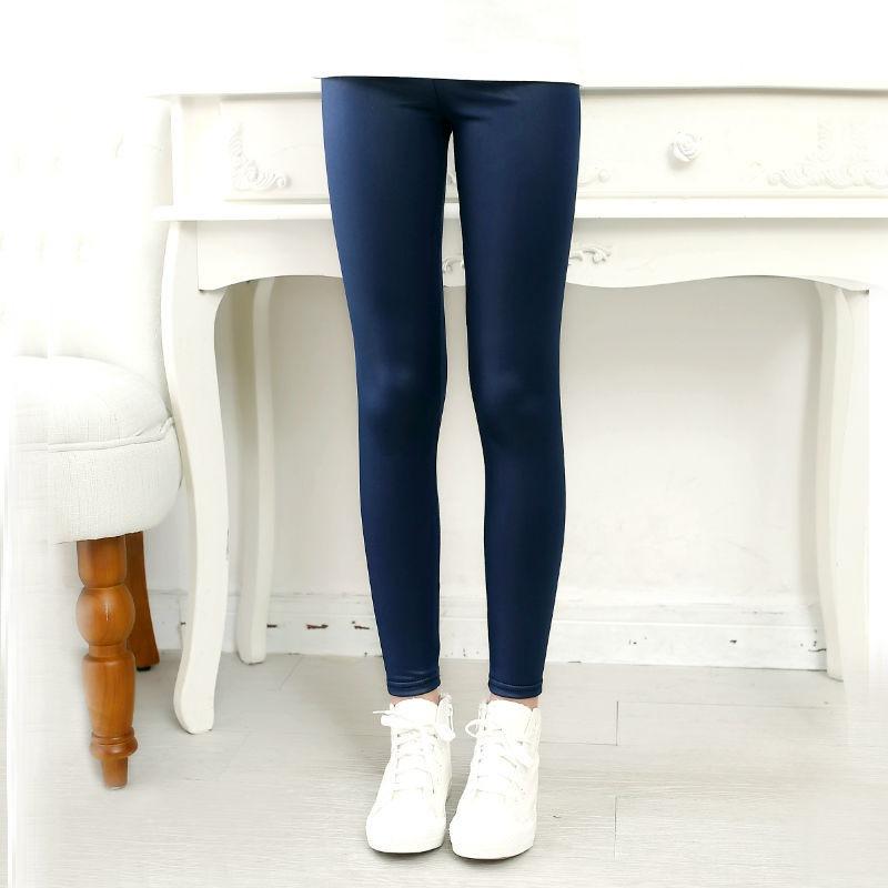 Spring Autumn Style Girls' Leggings with Plush Leather Pants Children's Tight Pants Girls