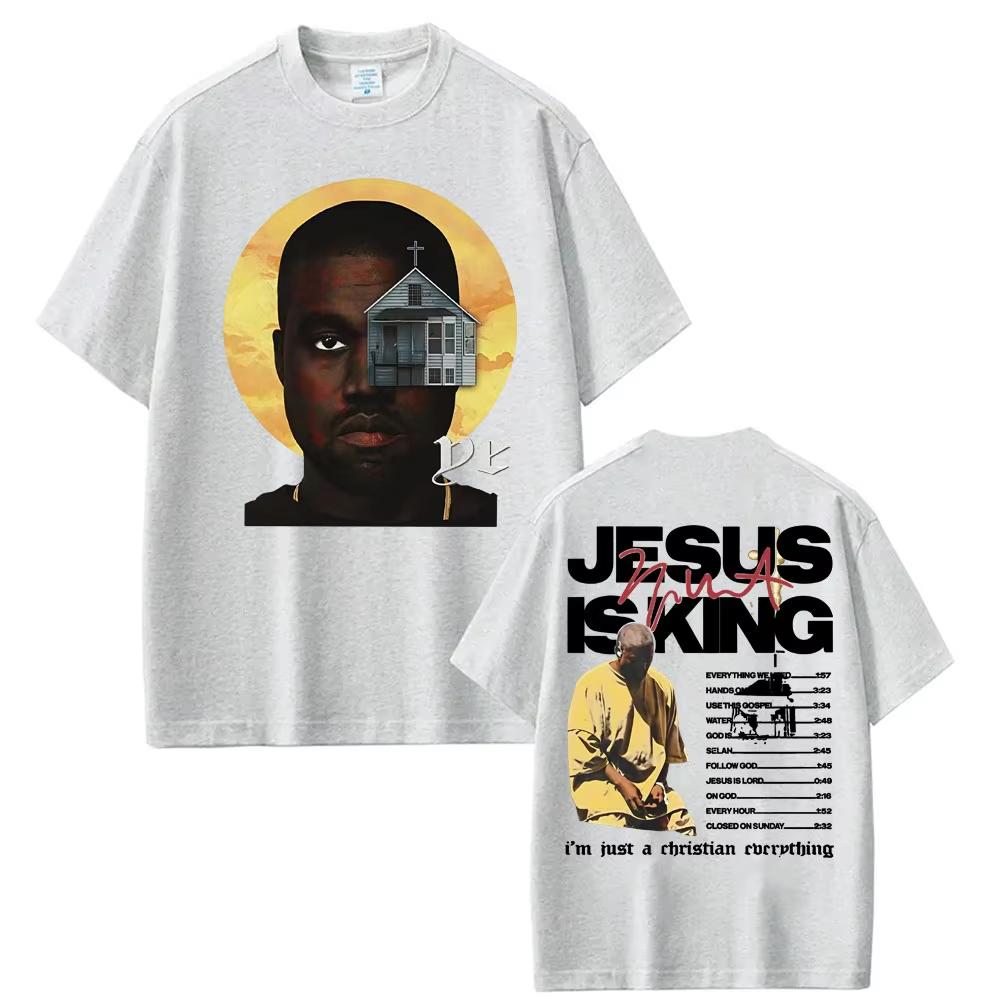 Рэпер Канье Уэст Jesus Is King Двусторонняя футболка Летняя Унисекс и Женская Хлопковая Одежда Хип-Хоп Мода Топ с коротким рукавом