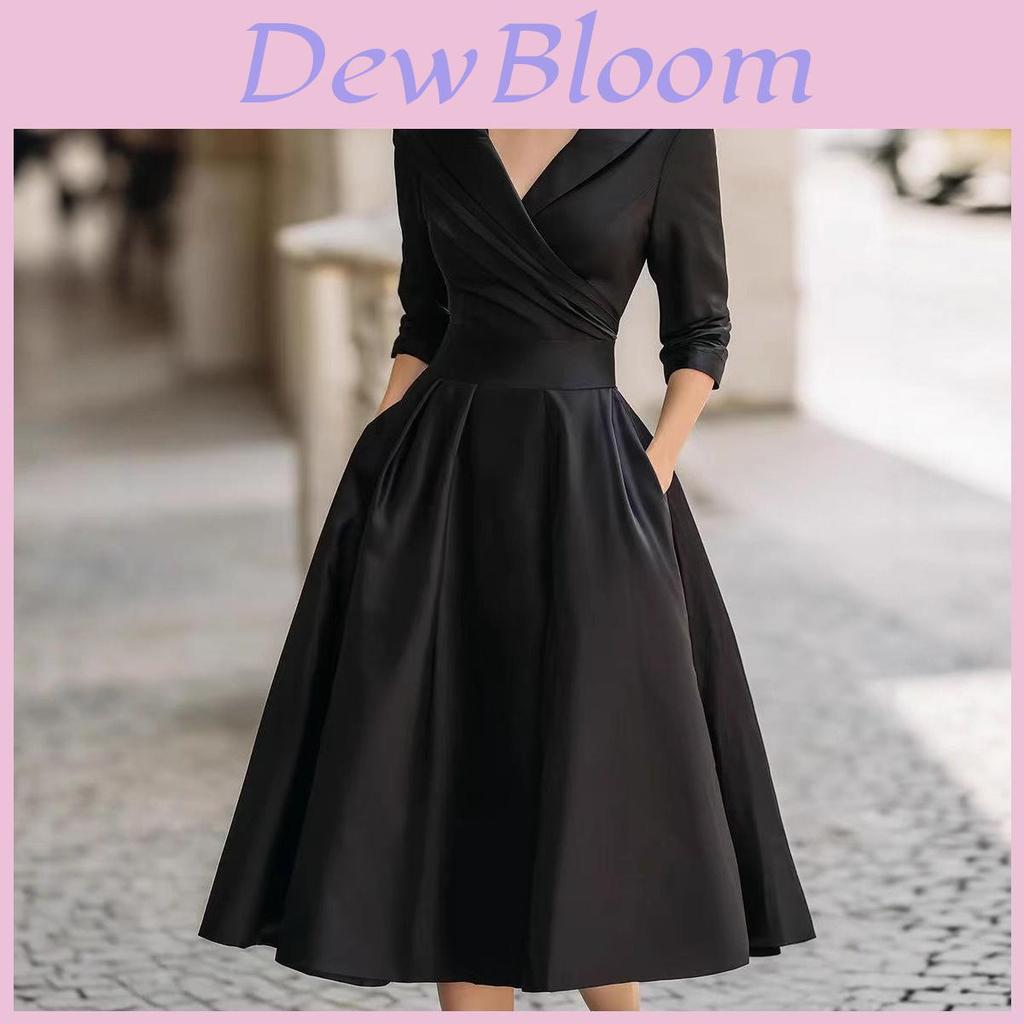 Elegant Satin Long Sleeve Dress With High Waist For Business And Street Style Women
