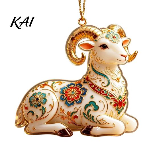 Winter Holiday Gift for Party 2PCS Christmas Goat Hanging Ornaments, Decorative 2D Acrylic Tree Decorations Pendants, Lightweight Festive Ornaments