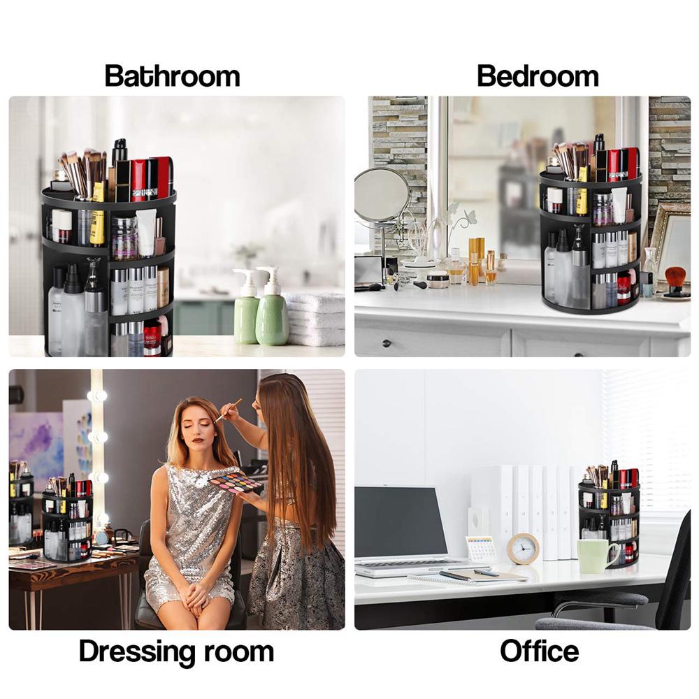 Multifunction 360 Rotating Makeup Organizer Bathroom Makeup DIY Adjustable Cosmetics Storage Box Vanity Shelf 