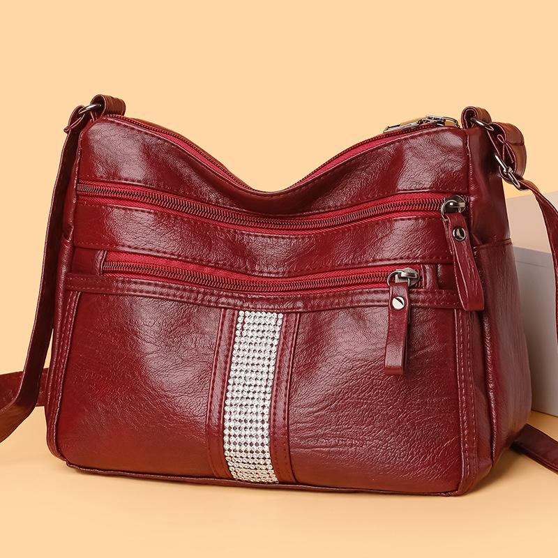 Сумка через плечо из мягкой кожи, сумка на плечо в стиле ретро, простая модная сумка большой вместимости с несколькими карманами для женщин