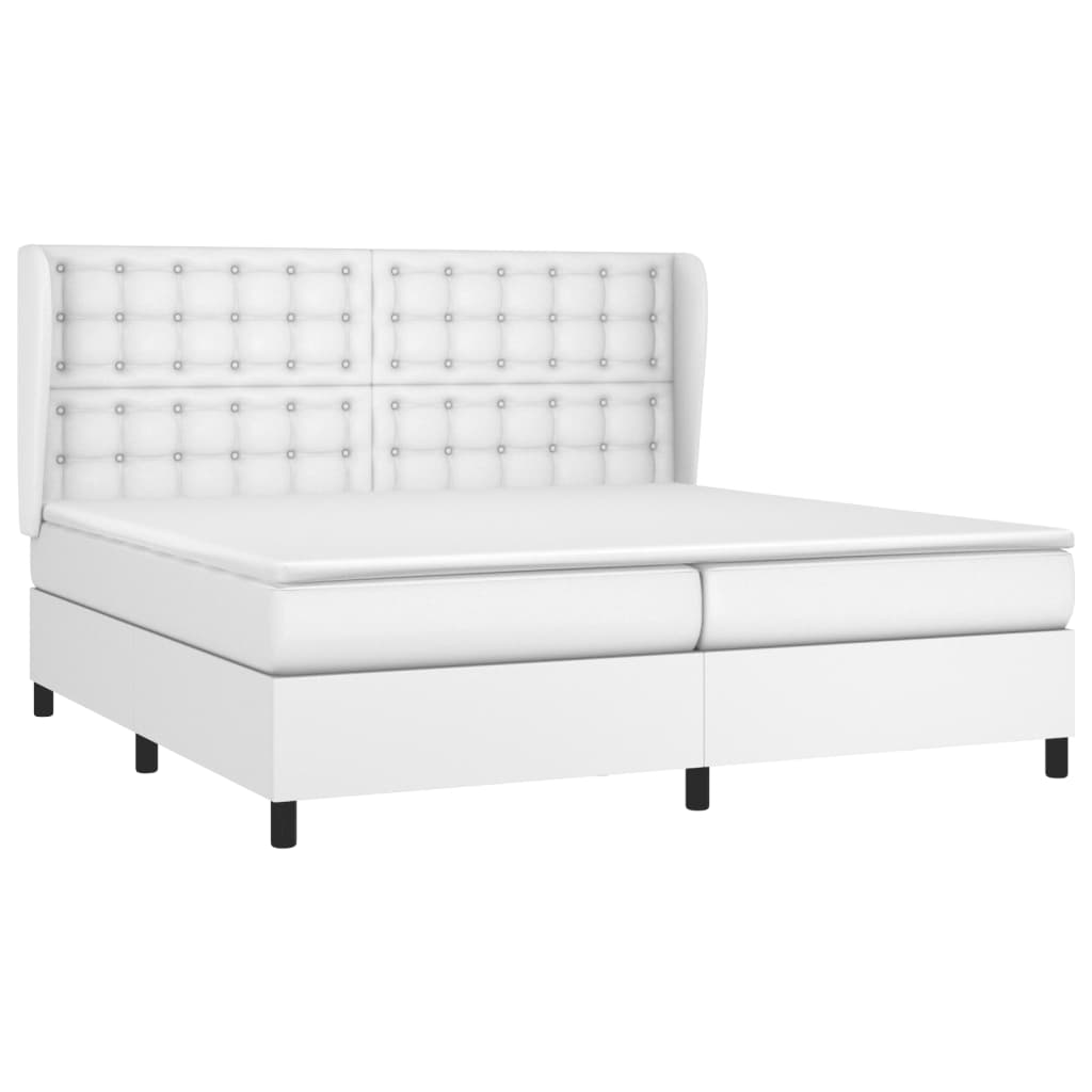 Box Spring Bed with Mattress White 200x200 cm Faux Leather