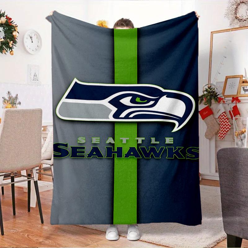 Seattle Seahawks Logo Blanket Outdoor Flannel Blanket for Camping, Hiking, Garden Parties, Picnic Essentials,gift for family and friends