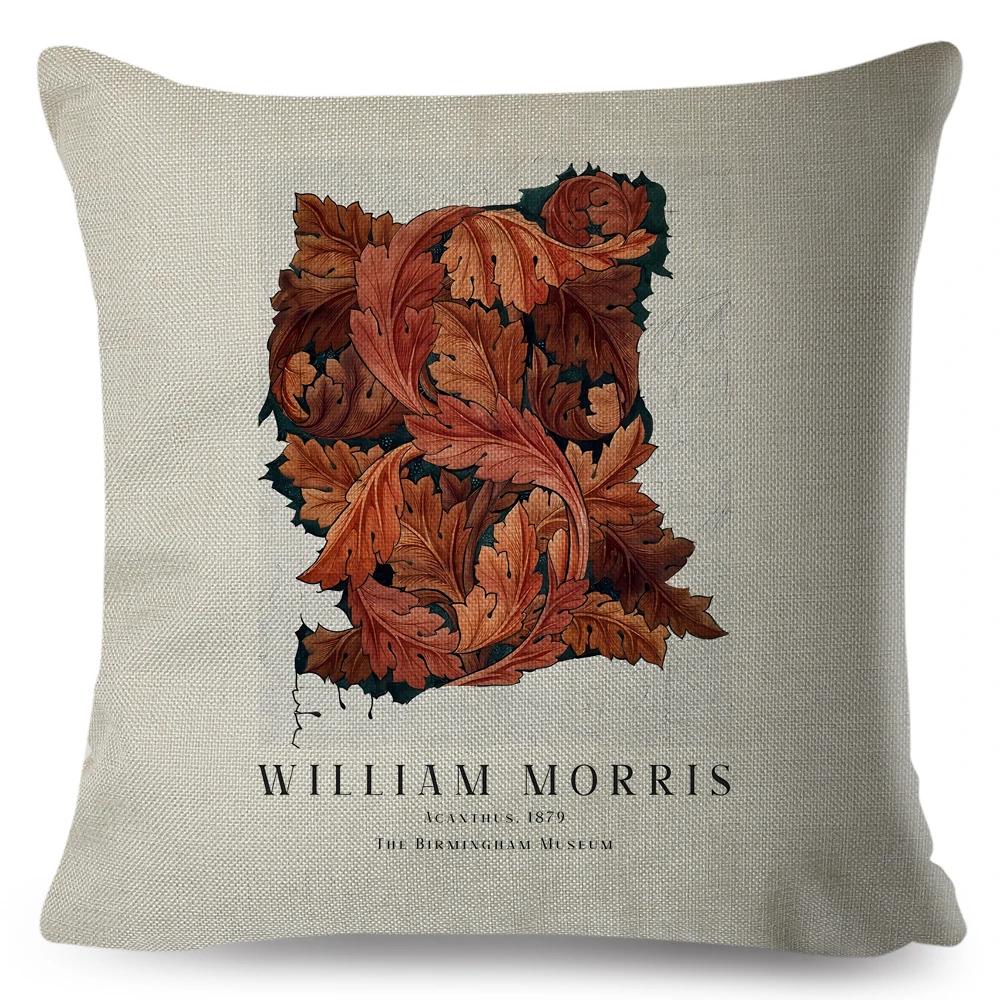 Nordic Style Cushion Cover William Morris Flower Pillowcase Linen Both Sided Decor Violets Botanical Throw Pillow Case for Sofa