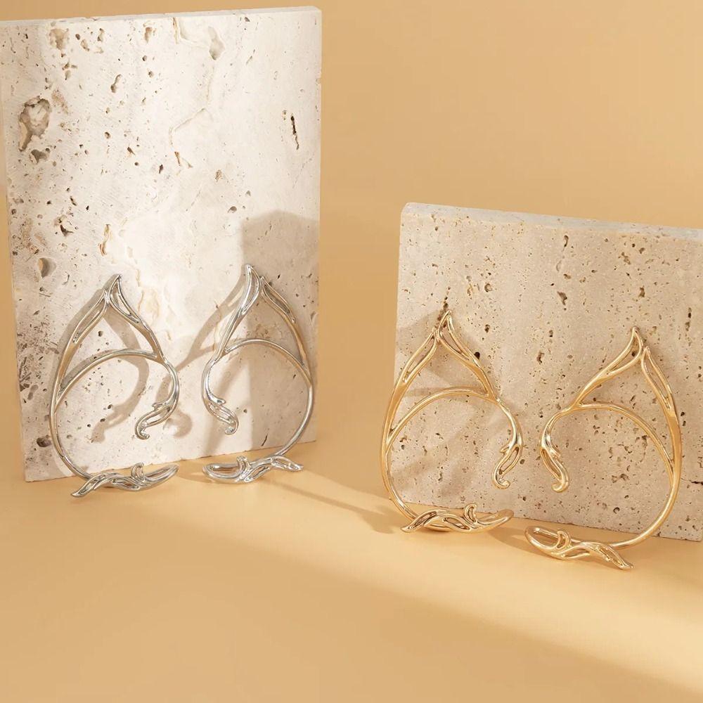 Цинк Цинковый сплав Кошачье ухо Полые клипсы для ушей Кафф для ушей Клипса для эльфийского уха Готика Хэллоуин