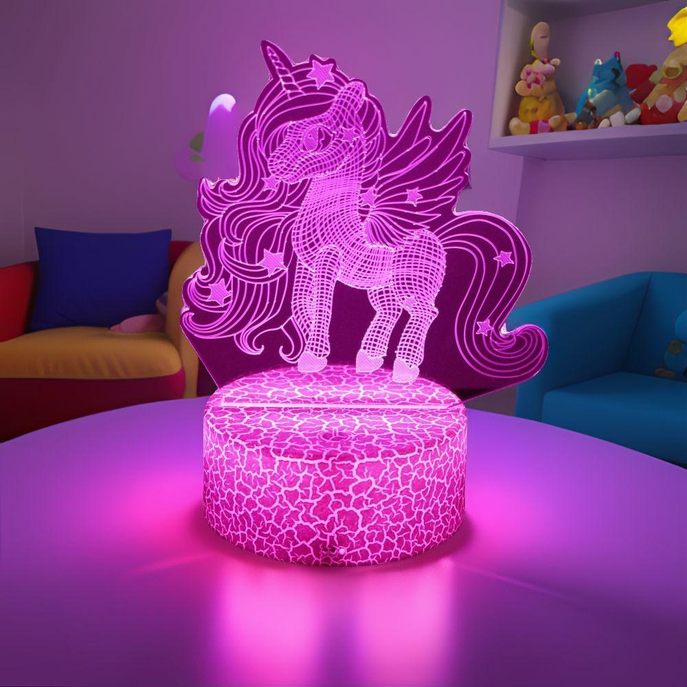 Anime 3D Lamp Unicorn LED Night Light RGB Color Changing Touch Child Nightlight Kid Toy Room Bedroom Decor Valentine's Day Gifts