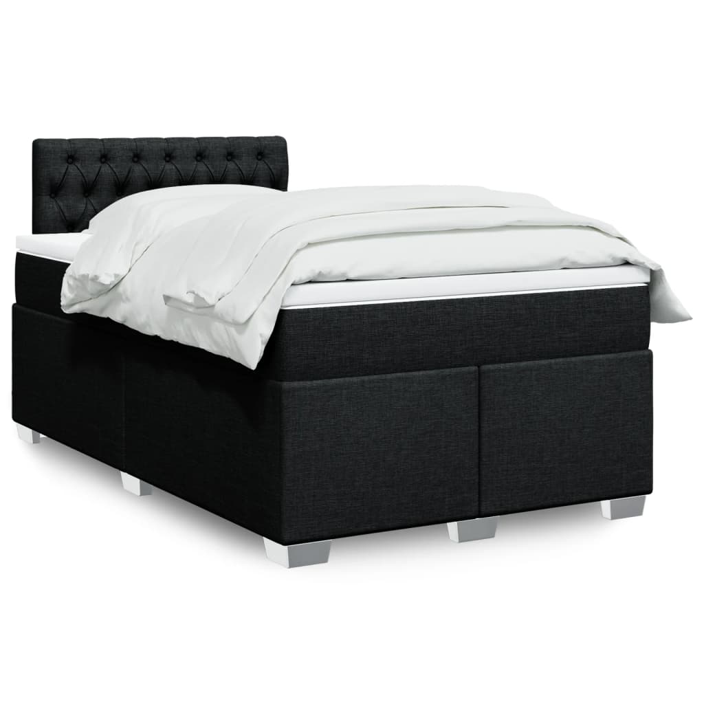 Box Spring Bed with Mattress Black 120 x 200 cm Fabric