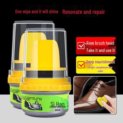 Портативный многофункциональный набор для ухода за обувью: Полировальная губка, Очиститель, Щетка, Воск для Осени/Зимы (Бесцветный)