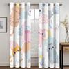 Cartoon Animal Cat Floral Flying Crane Curtain Suitable For Children Living Room Kitchen Bedroom Balcony Window Decor 2 Panels
