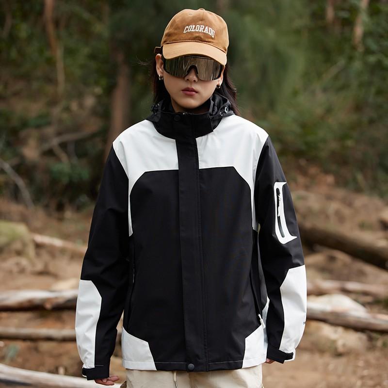Men Women Lightweight Windproof Hiking Jacket With Detachable Hood Fall Winter Outdoor Sport Coat