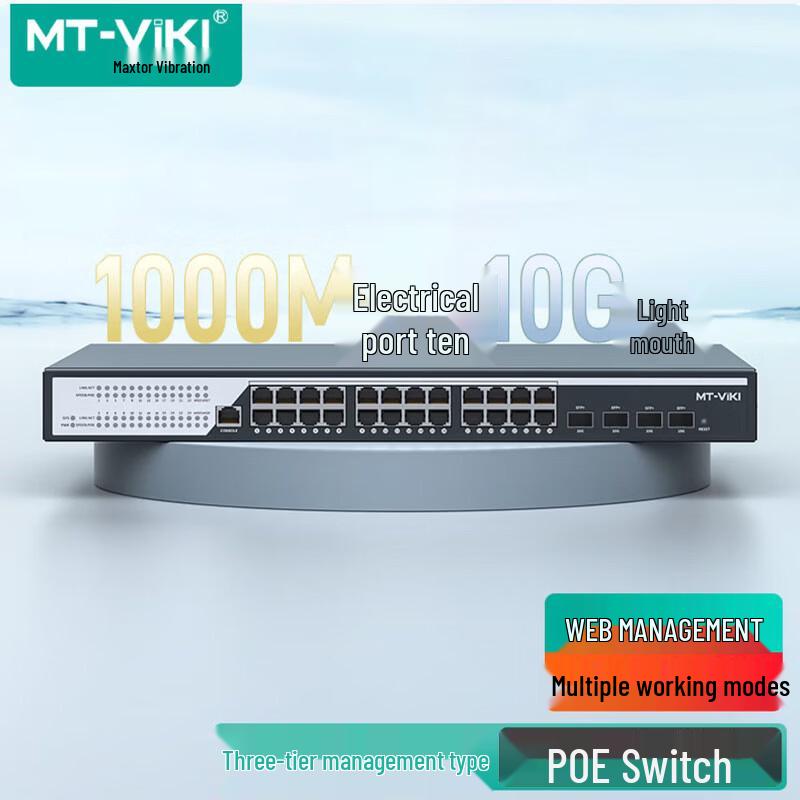 MT-viki Enterprise 24-портовый гигабитный PoE+ 4-портовый 10G SFP+ коммутатор для монтажа в стойку