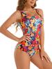 2024 Floral Swimsuit Women One Piece Sexy Hollow Out Swimwear Female Back Cross Beachwear Bathers Bathing Swimming Swim Suit