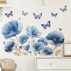 Fun-c13 Painted Romantic Blue Daffodil Butterfly Bedroom Porch Background Decorative Wall Sticker