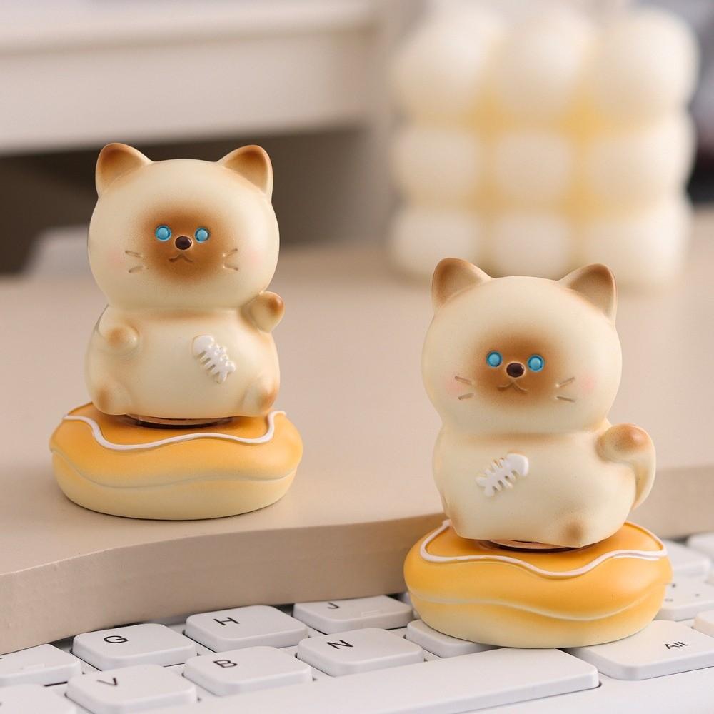 Exquisite Kitty Rotating Figurine Multicolor Table Ornament Cute Siamese Cat Statue Car Ornaments
