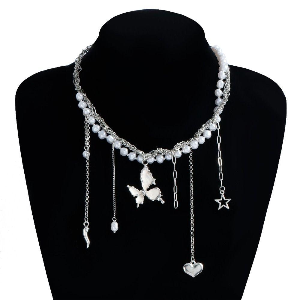 Крутое ожерелье из искусственного жемчуга, милое нерегулярное колье из искусственного жемчуга для женщин