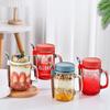 with Lids Spoons & Handle Yogurt Pot Glass Breakfast Jar Oats Container Overnight Oats Jars