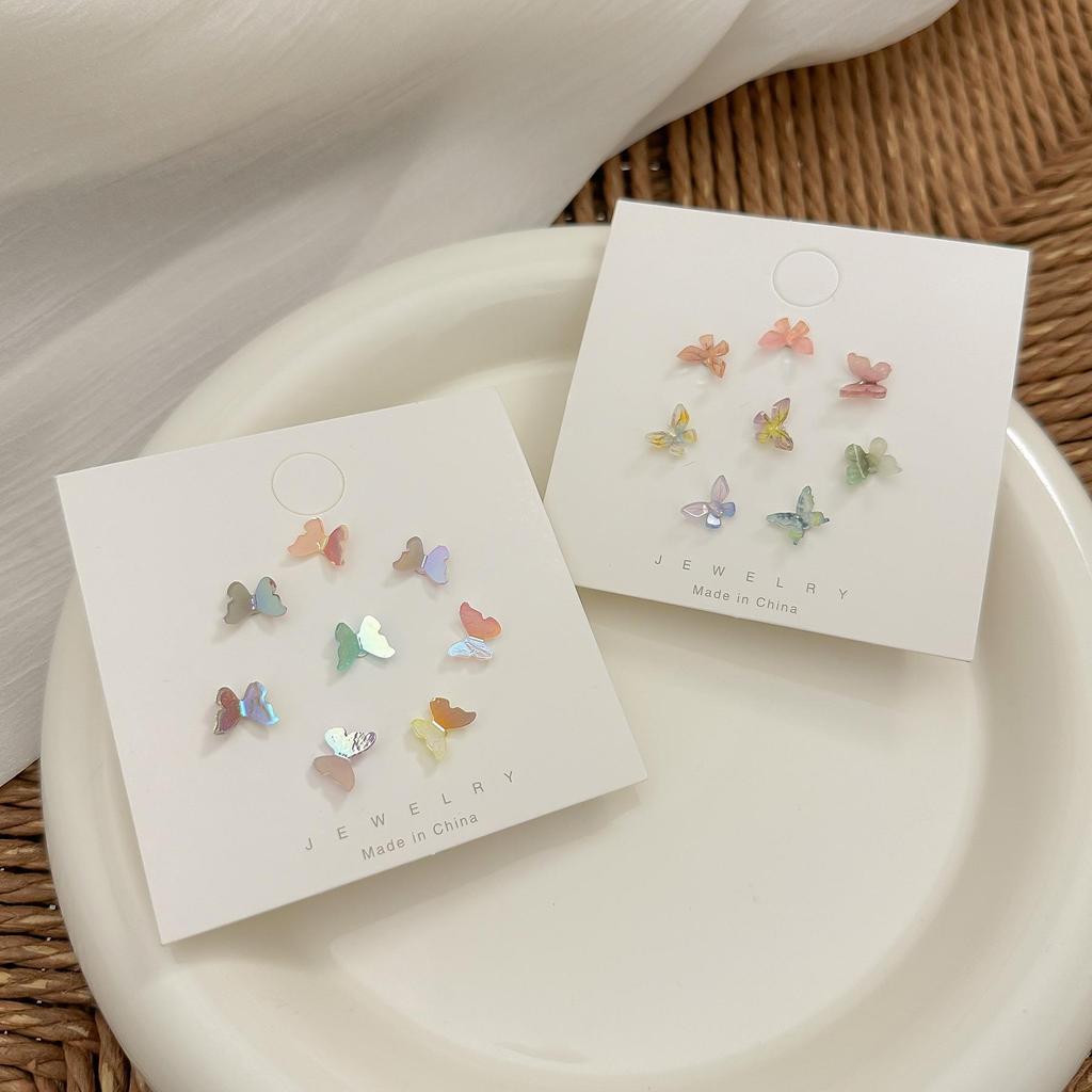 Three-Dimensional Butterfly Earrings Set – Silver Needle, Versatile, Sweet, Fairy-like Design, Perfect for Beautiful, Fashionable Girls.
