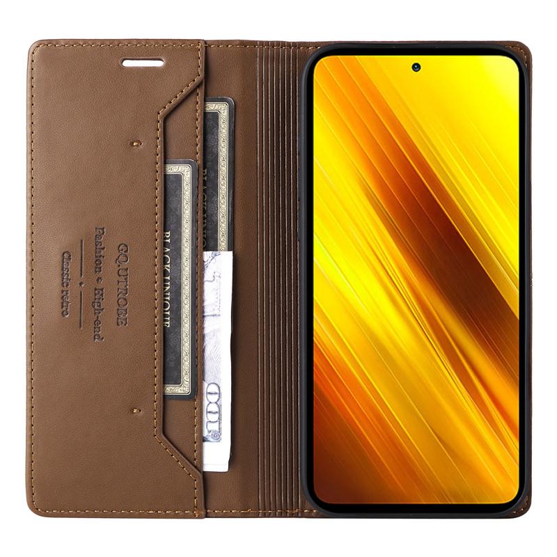 Магнитный кошелек Противоугонный кожаный чехол для Xiaomi Poco X3 NFC M3 F3 PocoX3 Pro F3Pro Чехол Картхолдер Книжка Флип-чехол для телефона