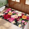 3D Colorful Flowers Flannel Doormat Latex Anti-Slip Absorbent Mat for Bedside Entrance