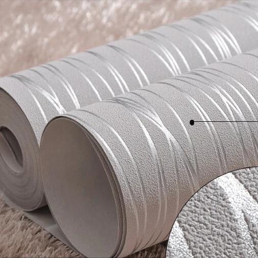 Однотонные серые серебристые полосы Флизелиновые обои Декор комнаты Современная роскошь Полосатая текстура Однотонный серый фон Рулон обоев Декор