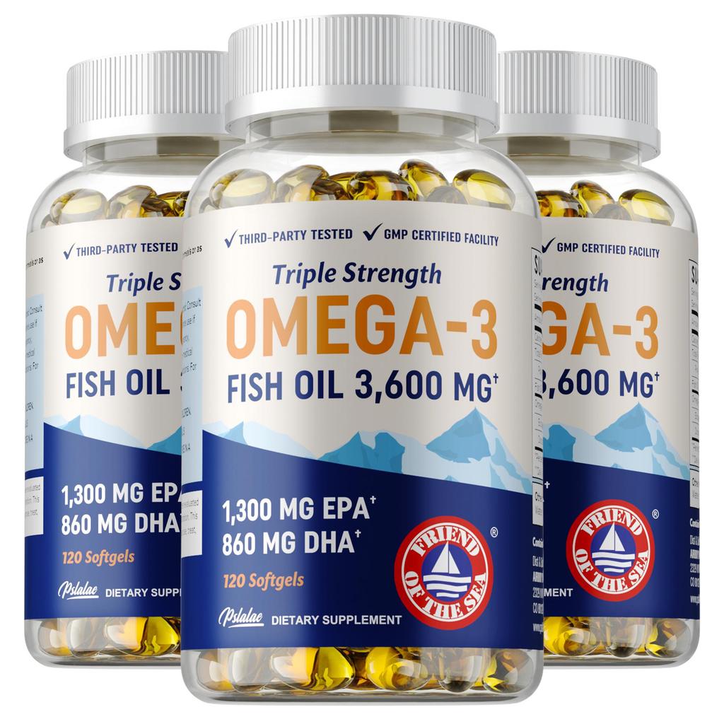 High-concentration Omega-3 fish oil capsules, containing EPA and DHA, support joint health and immune health, suitable for adults.