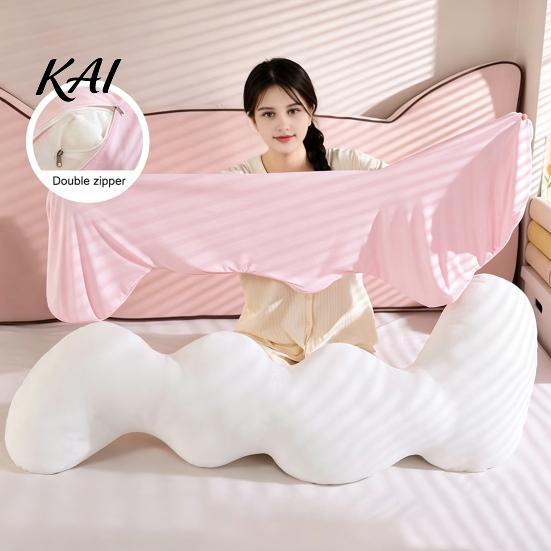 Ergonomic Side Sleeper Support Cooling Body Pillow for Adults & Sleepers, Breathable L-Shaped Long Removable Cover Cushion Hugging Pillow, Full