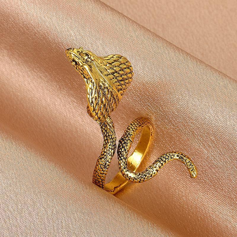European and American Retro Metal Snake-shaped Ring Cold Style Open Geometric Ring