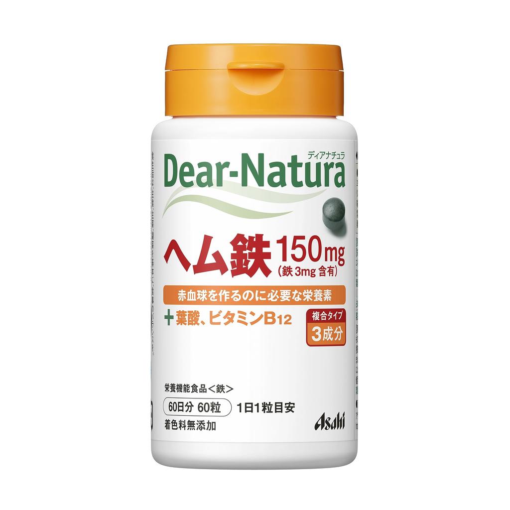Dear-Natura Гемовое Железо 60 Капсул Расчет на 60 Дней Произведено Asahi в Японии 1 Капсула Ежедневно для Поддержки при Дефиците Железа