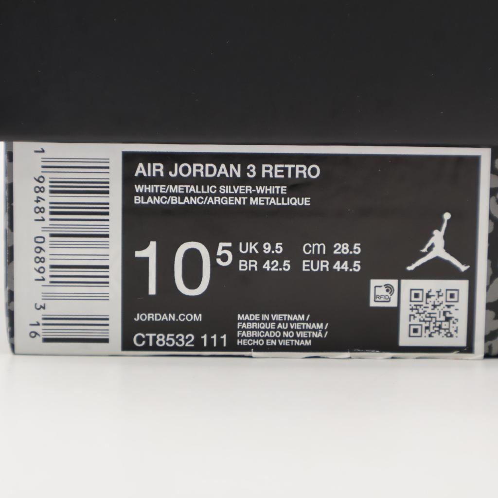 CT8532-111 Nike Air Jordan 3 Retro Pure Money Белый и Серебристый (2025) (Мужской)
