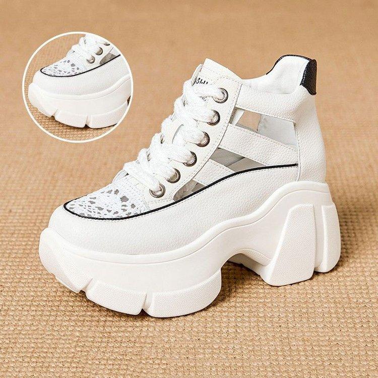 Интернет знаменитости папы обувь женские супер высокие каблуки летние стразы дышащие полые кексы платформа спортивная обувь 2025 универсальные повседневные